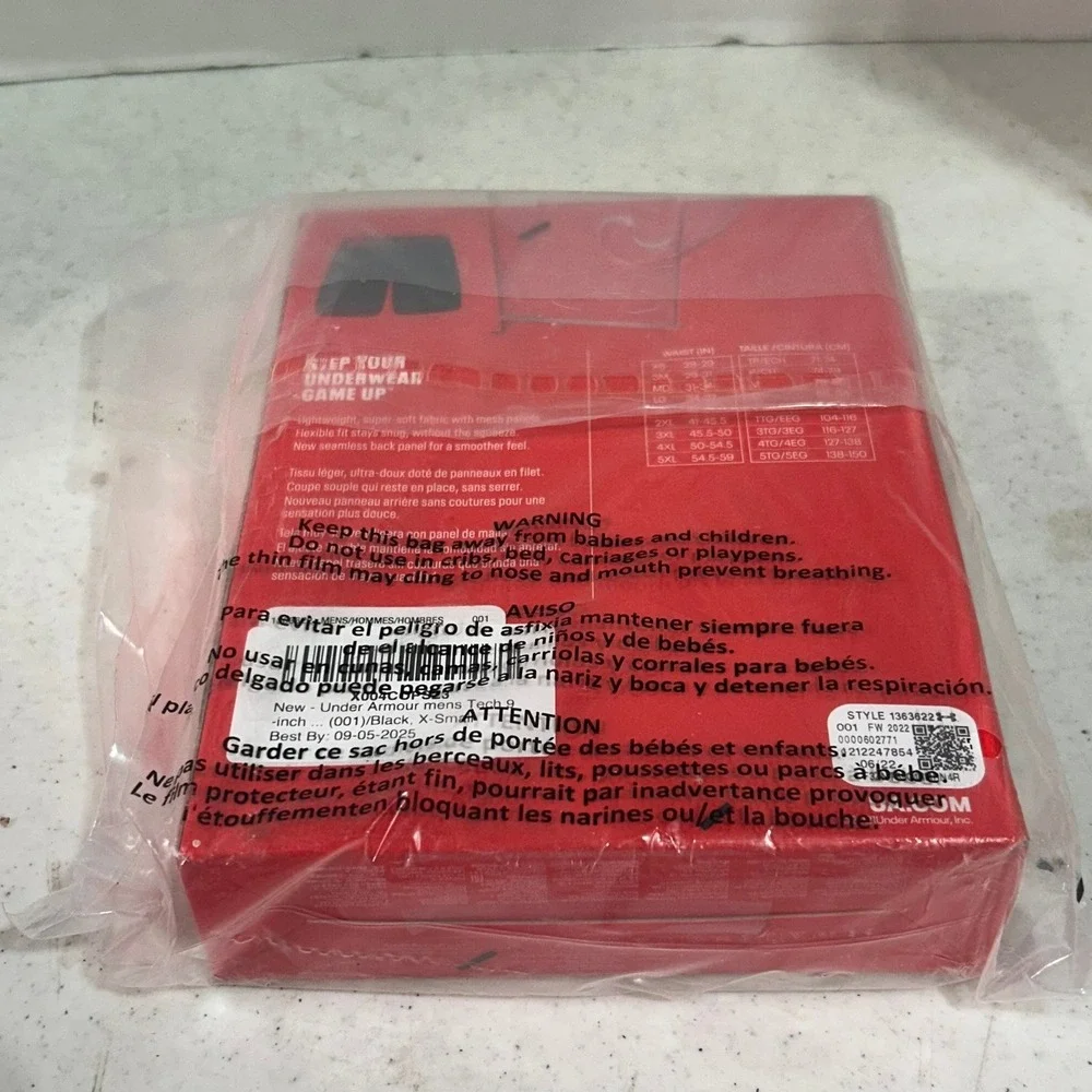 Under Armour Tech Boxerjock 9 Inch 2 Pack Black Mens XS 1363622-001 NEW